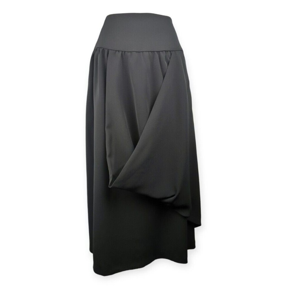 FUZZI Italy Jean Paul Gaultier Black Drape Skirt Rare Maxi Layered Lagenlook M